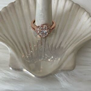 Heart CZ ring, Rose Gold finish, double band, size 9. Very pretty and sparkly.